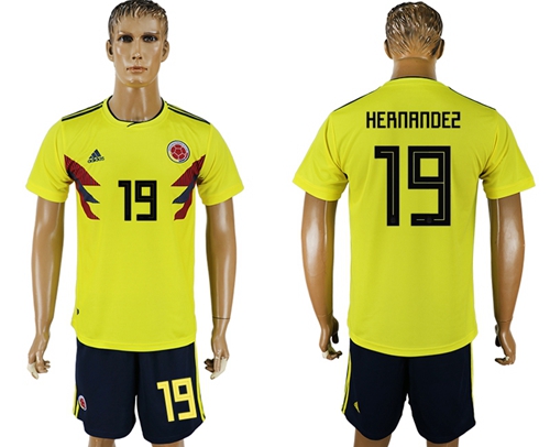 Colombia #19 Hernandez Home Soccer Country Jersey